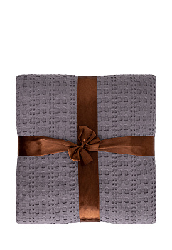 Покрывало 200x220см LUCKY вафельное с бахромой темно-серый хлопок 100% 000000000001212562