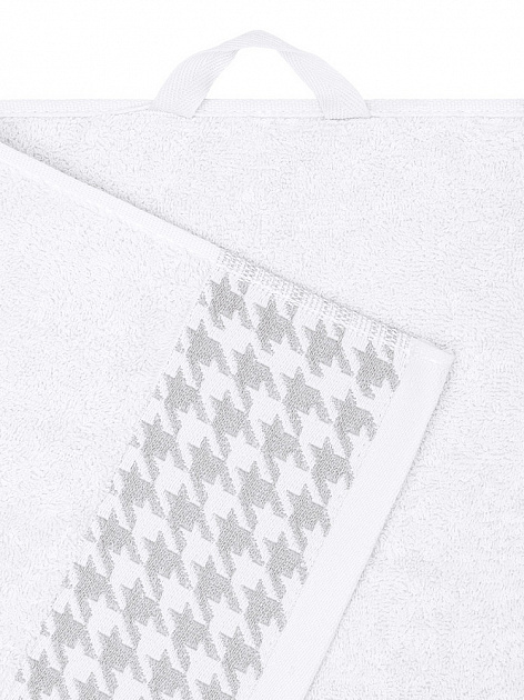 Полотенце махровое 35x70см DE'NASTIA Бордюр гусиная лапка белый хлопок 100% 000000000001219824
