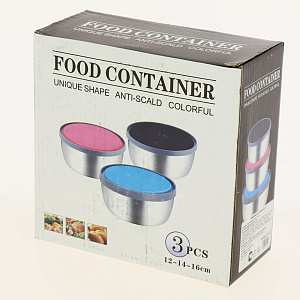 Набор мисок 3шт с крышкой M010194/PC05373/R010425 пластик/нержавеющая сталь 000000000001186501