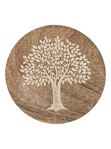 Декоративная подставка D10 DE'NASTIA Дерево жизни круг белый дерево манго 000000000001229661