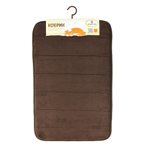 Коврик для ванной DE'NASTIA 45х70см memory коричневый полиэфир M111129 000000000001154571