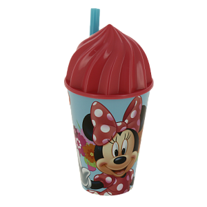Стакан пластиковый 430мл с соломинкой и объемной крышкой в виде мороженного Минни Маус Цветы Stor 274650/14585 000000000001193649
