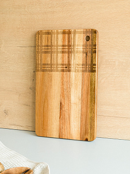 Доска Разделочная 18x30x1,5см DE'NASTIA прямоугольная с узором коричневый дерево 000000000001228051