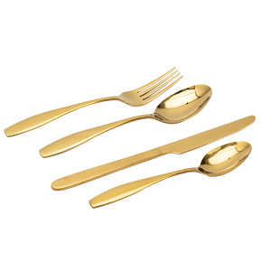 Набор столовых приборов 24 предмета JAGDAMBA Gorden Satin золотой нержавеющая сталь 000000000001217681