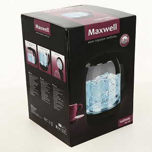 Чайник 1,8л Maxwell MW-1090 мощность 2200вт скрытый нагревательный элемент индикатор уровня воды подсветка корпус из термостойкого стекла 000000000001204162