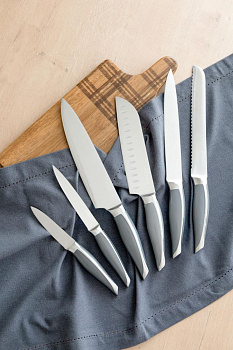 Нож Японский шеф-нож 17,5см DE'NASTIA Wave line серый нержавеющая сталь/пластик 000000000001228010