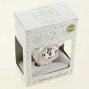 Декоративное украшение Часы 10см БИРЮСИНКА розовый стекло 000000000001207669