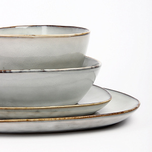 Салатник овальный 15х13,5х8,5см серый глазурованная керамика 000000000001213875