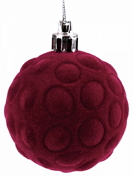Новогоднее подвесное украшение Шары уют бордо бархат из полистирола 4шт 6x6x6см 81915 000000000001201812