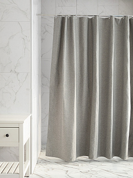 Шторка для ванной 200x200см DE'NASTIA Nature водоотталкивающая светло-серый лён/полиэстер 000000000001226768