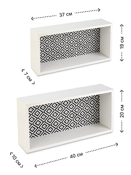 Полка настенная 2в1 40х10х20см/37х17х9см  прямоугольный белый МДФ 000000000001227857