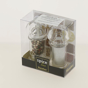 Набор солонка/перцемолка Metaltex 10*5*16см 25.28.10. Изготовлен из пластика. Жернова в основании перцемолки изготовлены из акрилово 000000000001190024