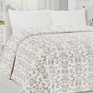 Покрывало DE'NASTIA 210x230см жаккард флора бежевый U000184 000000000001203213