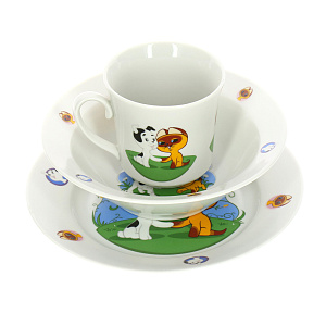 Набор посуды Котенок по имени Гав Союзмультфильм, фарфор, 3 предмета 000000000001123091