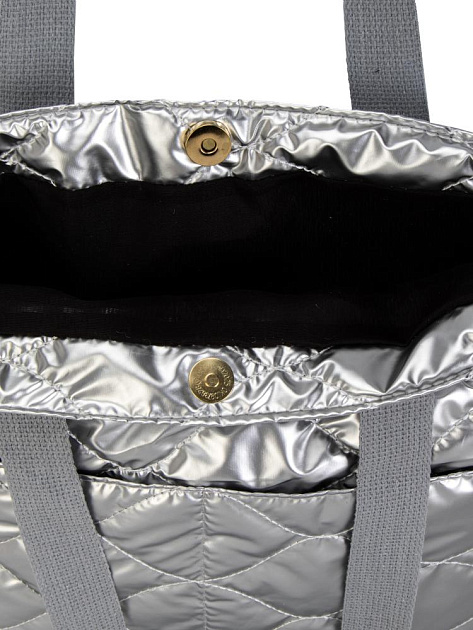 Сумка шоппер 35х34см стеганная с карманами серебро полиэстер 000000000001229450