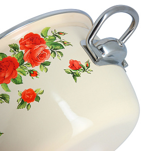 Кастрюля 2л VITROSS Rosa сферическая форма слоновая кость эмалированная сталь 000000000001101621