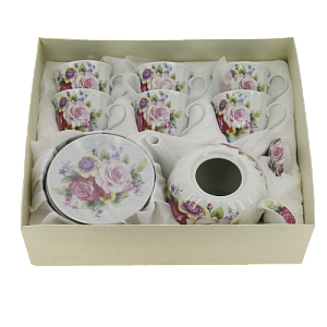 Набор чайный (13) 6 чашек 250мл+6 блюдец+чайник 1000мл, подар.уп ,CM-F13-SGB-029 000000000001170027