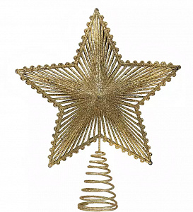 Декоративное украшение Верхушка 23см Звезда золото пластик 000000000001220879