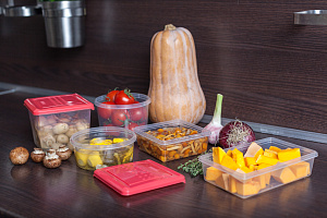 Набор контейнеров для продуктов Plast Team PATTERN, круглых, коралловый, 3 шт. (0,8л), 130х130х125 (PT9853) 000000000001201530