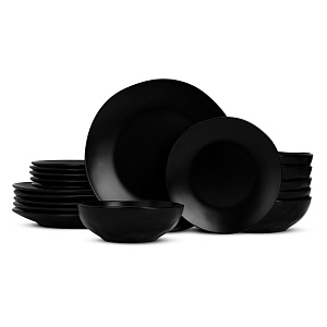 Набор столовой посуды 18 предметов черный матовый керамика 000000000001221531