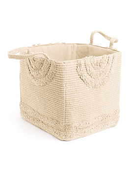 Корзина для хранения 30x30см DE'NASTIA Крафт Кольца с ручками молочный хлопок 000000000001220594
