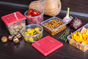 Набор контейнеров для продуктов Plast Team PATTERN, круглых, коралловый, 3 шт. (0,8л), 130х130х125 (PT9853) 000000000001201530