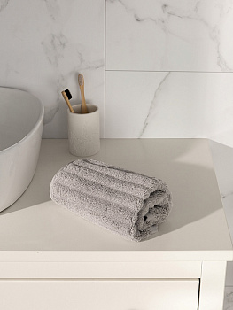 Полотенце махровое 40x60см DE'NASTIA Узкая Волна 500гр серый хлопок 000000000001220909