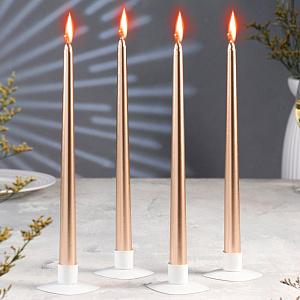 Набор свечей 4шт 25см розовое золото парафин 000000000001214479