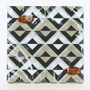 Салфетки бумажные 33х33см 20л 3 слоя NEW LINE GOLD DECOR Зигзаг золото металлизированные краски 000000000001214916