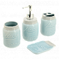 Набор для ванной 4 предмета ДОЛЯНА Рони мыльница дозатор для мыла 2 стакана голубой керамика пластик