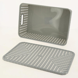 Корзина для хранения 35х24х11см с крышкой серый пластик 000000000001177324