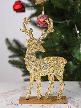 Декоративное украшение Яркий Олень 6х14х24см золото 000000000001209788