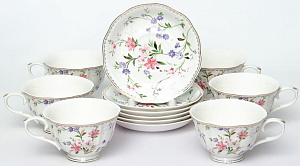 Набор чайный 12шт 6чашек 250мл/6блюдец фарфор Сола подарочная упаковка Золото Balsford 174-42004 000000000001197935