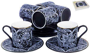 Набор кофейный фарфор 12шт 6 чашек 100мл+6 блюдец подарочная упаковка АРМУТ BALSFORD 146-30009 000000000001193955