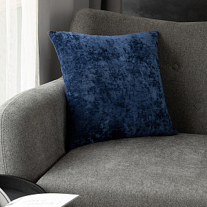 Наволочка декоративная 45х45см DE'NASTIA на молнии темно-синий велюр меланж полиэстер 000000000001226962