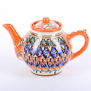 Чайник заварочный 1л RISHTON KULOLCHILIC рисунок мехроб оранжевый керамика 000000000001207898