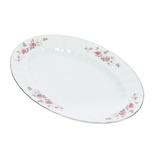 Овальное блюдо Серая роза Porcelaine Czech Gold Hand s.r.o., 32 см 000000000001136102