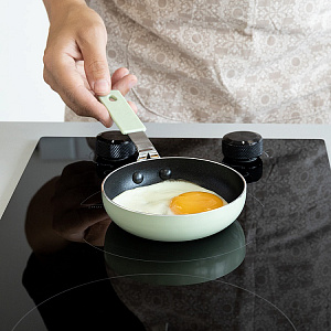 Сковорода 12см LUCKY ручка нержавеющая сталь/силикон мятный алюминий 000000000001220114