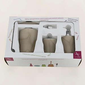 Набор декоративных аксессуаров для ванной комнаты 4 предмета VERONA матовый коричневый керамика PRIMANOVA D-13582-S 000000000001201673