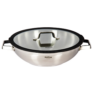 Сковорода Вок 32см MATISSA крышка черный нержавеющая сталь/силикон/стекло 000000000001217738
