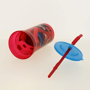 Стакан пластиковый 460мл с соломинкой и крышкой прозрачный Леди Баг Stor 271352/86908 000000000001193200