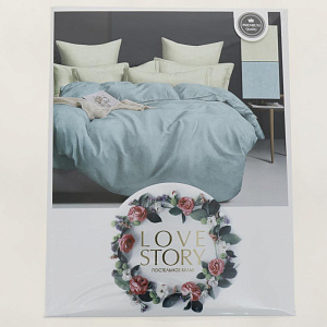 Комплект постельного белья 1,5-спальный Love Story наволочки 2шт 70х70см простынь 150х215см пододеяльник 145х215см 100% полиэстер микс/1,5 000000000001205990