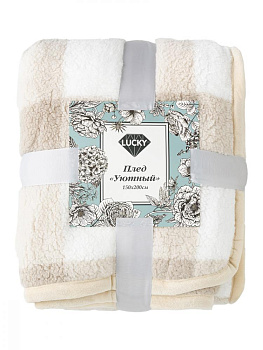 Плед 150x200см DE'NASTIA Уютный клетка бежевый полиэстер 000000000001216567