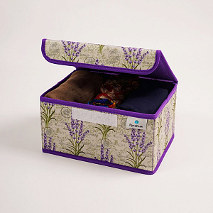 Коробка для хранения вещей 25x19x13см РУТАУПАК ЛАВАНДА с откидной крышкой ткань 000000000001211961