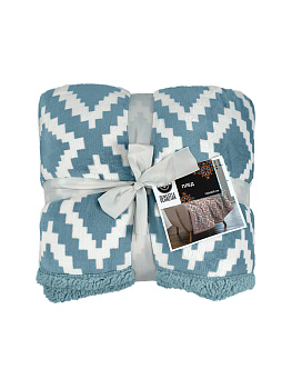 Плед DE'NASTIA с шерпой 200х220см 100%Полиэстер голубой T040091 000000000001188665