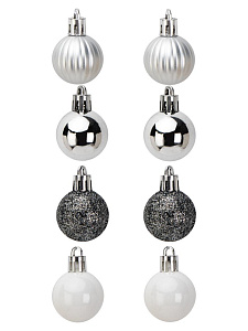 Декоративное украшение Набор шаров 12шт 3см серия Серебро микс пластик 000000000001228093