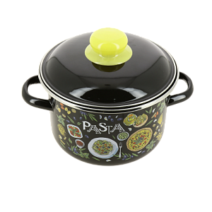 Кастрюля 2л СТАЛЬЭМАЛЬ Pasta глубокая цилиндрическая форма черный эмалированная сталь 000000000001206225