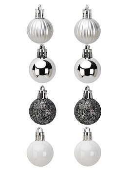 Декоративное украшение Набор шаров 12шт 3см серия Серебро микс пластик 000000000001228093