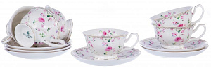 Н-р чайный,12шт,6 чашек220мл+6блюдец,розов. цветоч ситец,пд/уп,108-04004 000000000001177819