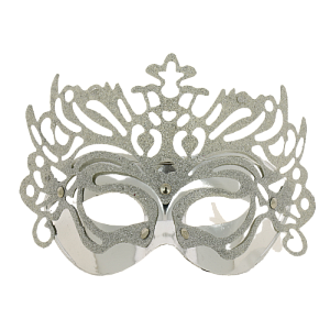 Маскарадная маска Серебряная королева из пластика (полипропилен) с лентой для крепления на голове / 19,5х14х10см арт.80603 000000000001191310